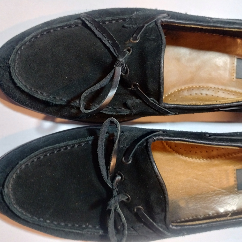 Zelli Mens Black Suede Loafers Sz 10.5